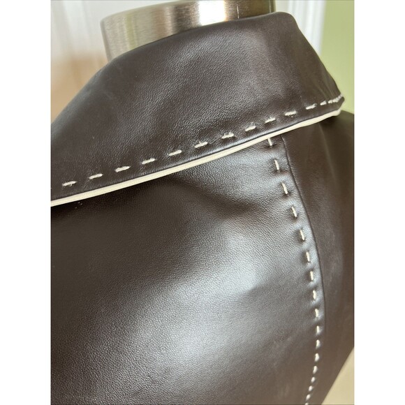 Wilsons Leather Blazer Jacket Brown Retro Piping Whipstitch Structured S Vintage - Picture 10 of 16
